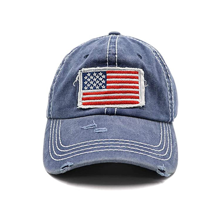Trucker Curved Brim Six Panel Dad Cap Embroidered USA Logo