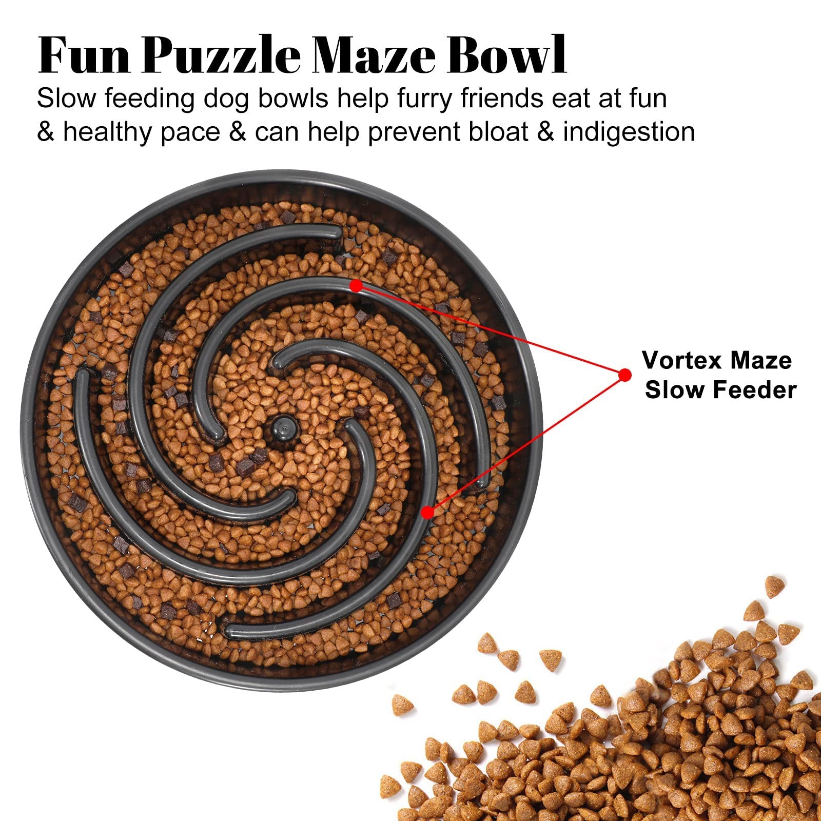Slow Feeder Dog Bowls For Large Dogs Anti-Chocking Slower Feeder Dog Puzzle Bowl Pet Slow Eating Interactive Bloat Stop