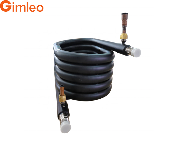 1 M3/H Copper Tube Miniwatt Coaxial Coil Heat Exchanger For Refrigerant Pump GY-0060C