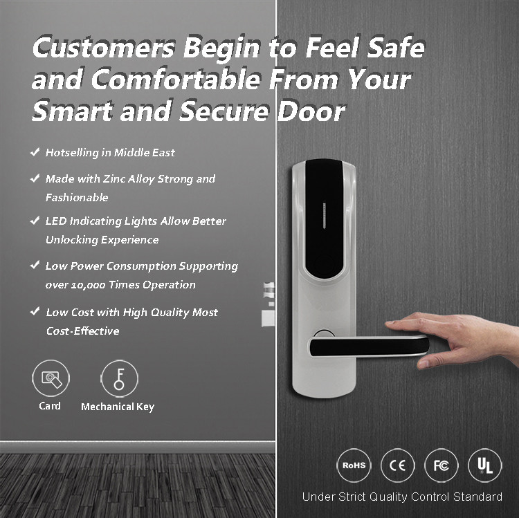 Smart Hotel Keyless Entry Door Lock , 304 Stainless Steel Electronic Front Door Lock