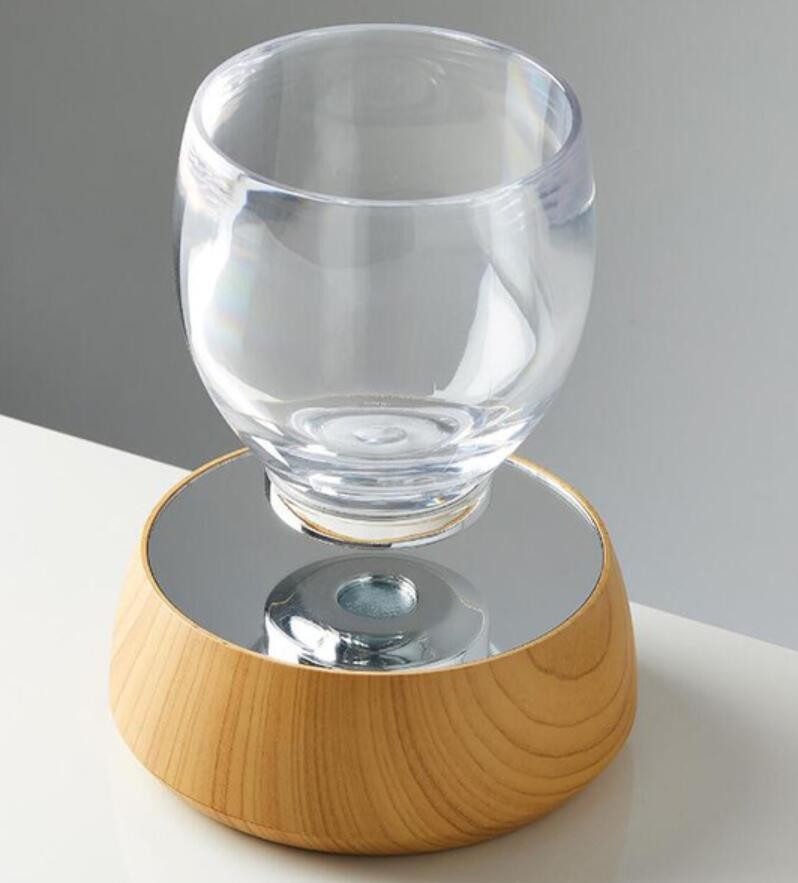 360 rotating magnetic levitaiton floating cup glass display racks can heavy full glass water