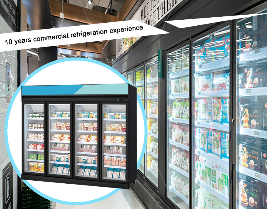 Customize Supermarket Meat Showcase Display Vertical Freezer