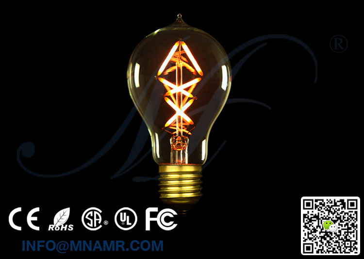 3W Dimmable Edison A19 LED Bulbs 2200 Kelvin Warm White 360 Emitting Beam Angle 20 Watt Equivalent