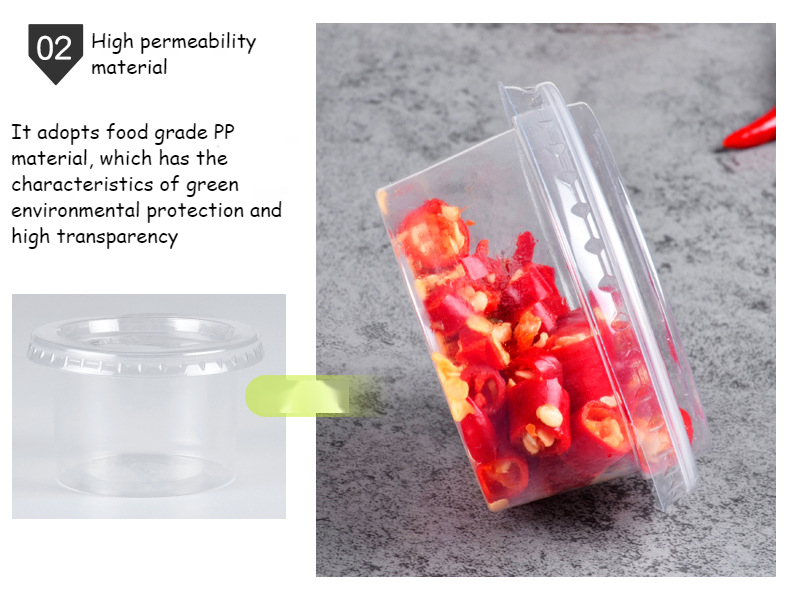Disposable Take Away Sauce Cups Tasting Drinking Thickened Clear Plastic Cup with Lid