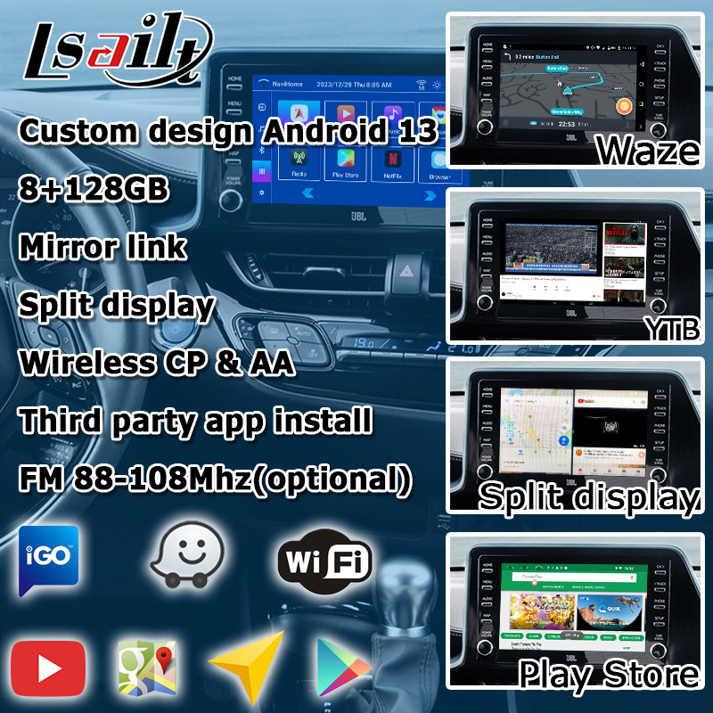 Toyota C-HR CHR Android 13 multimedia interface with wireless android auto carplay