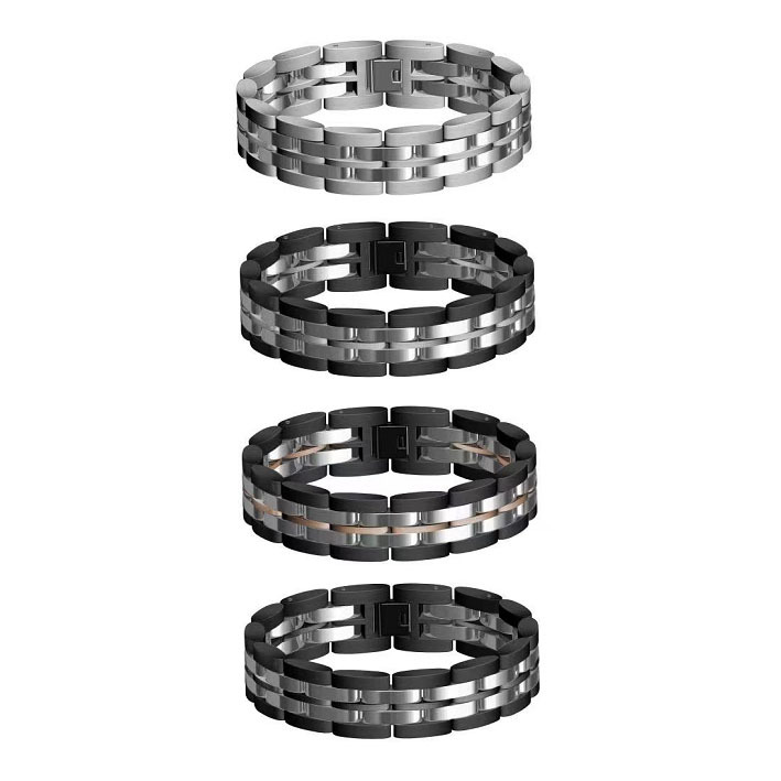 Customized Stainless Steel and Carbon Fiber Chain Bracelet for Men