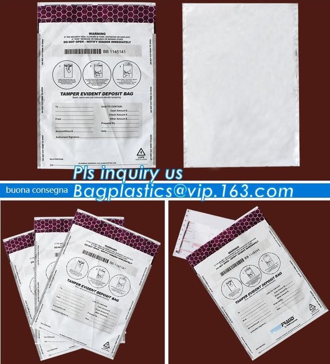 Security plastic bag with adhesive tape for cash, plastic money bag, Security Money Cash Bag For Airport/Bank and police