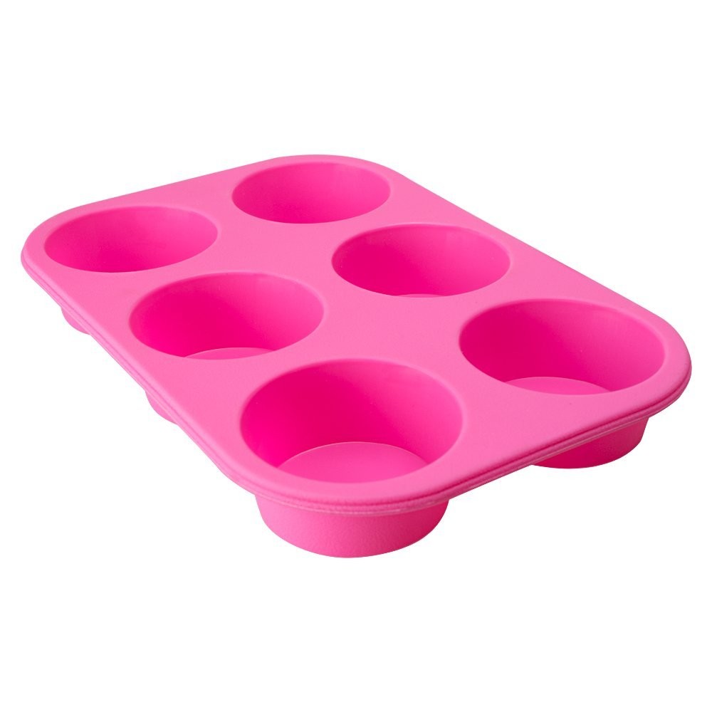 2 Pack Silicone round Muffin Pan, 6 Cup Baking Tin Non-Stick Bakeware mold for Cupcakes Puddings