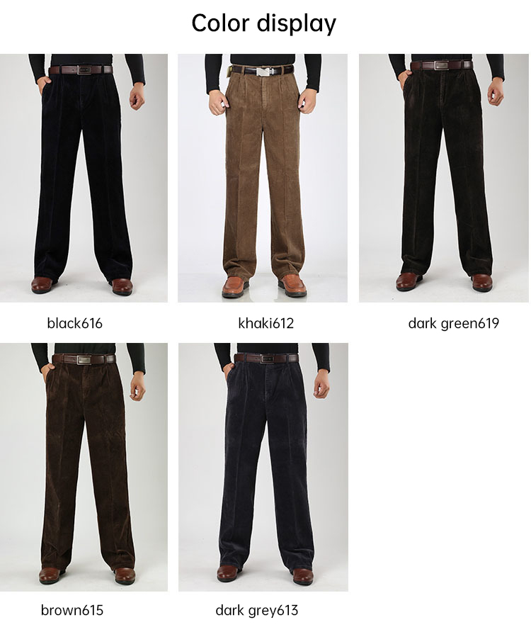 Custom Logo Made Men's 100% Cotton Corduroy Trousers Business Straight Pants for Men