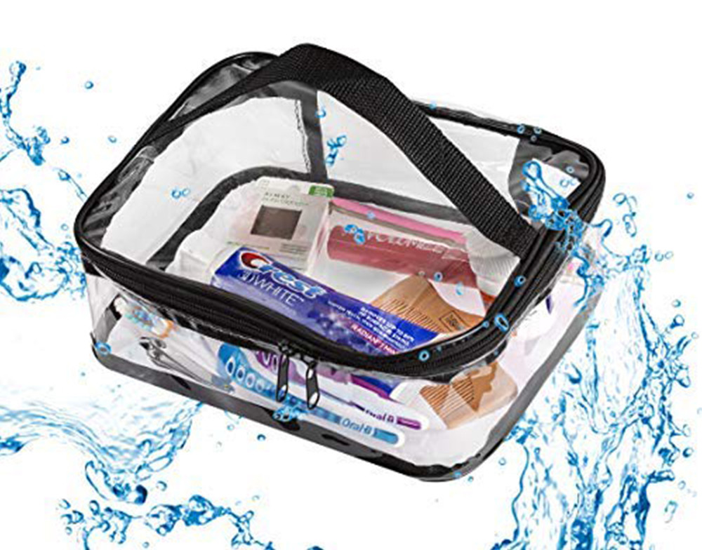 Waterproof Transparent PVC Train Case Organizer Makeup Pouch with Top Handle