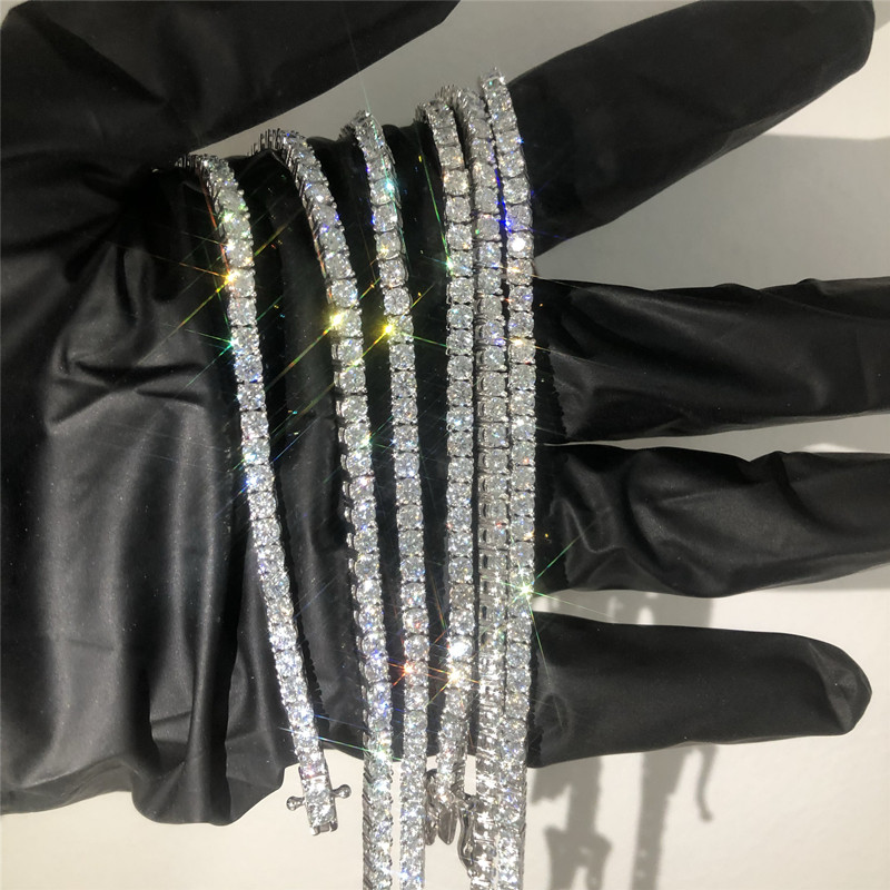 Hip Hop Moissanite Tennis Necklace 925 Sterling Silve VVS Diamond Tennis Necklace