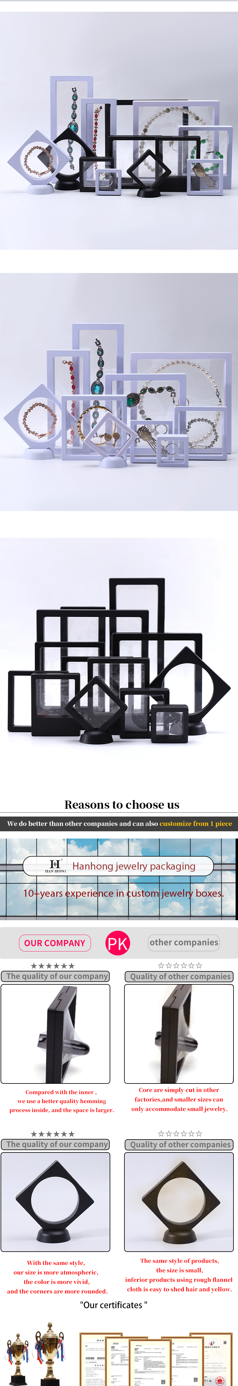 Jewelry Display PE Membrane Suspension Box , Transparent Film Floating Jewelry Case