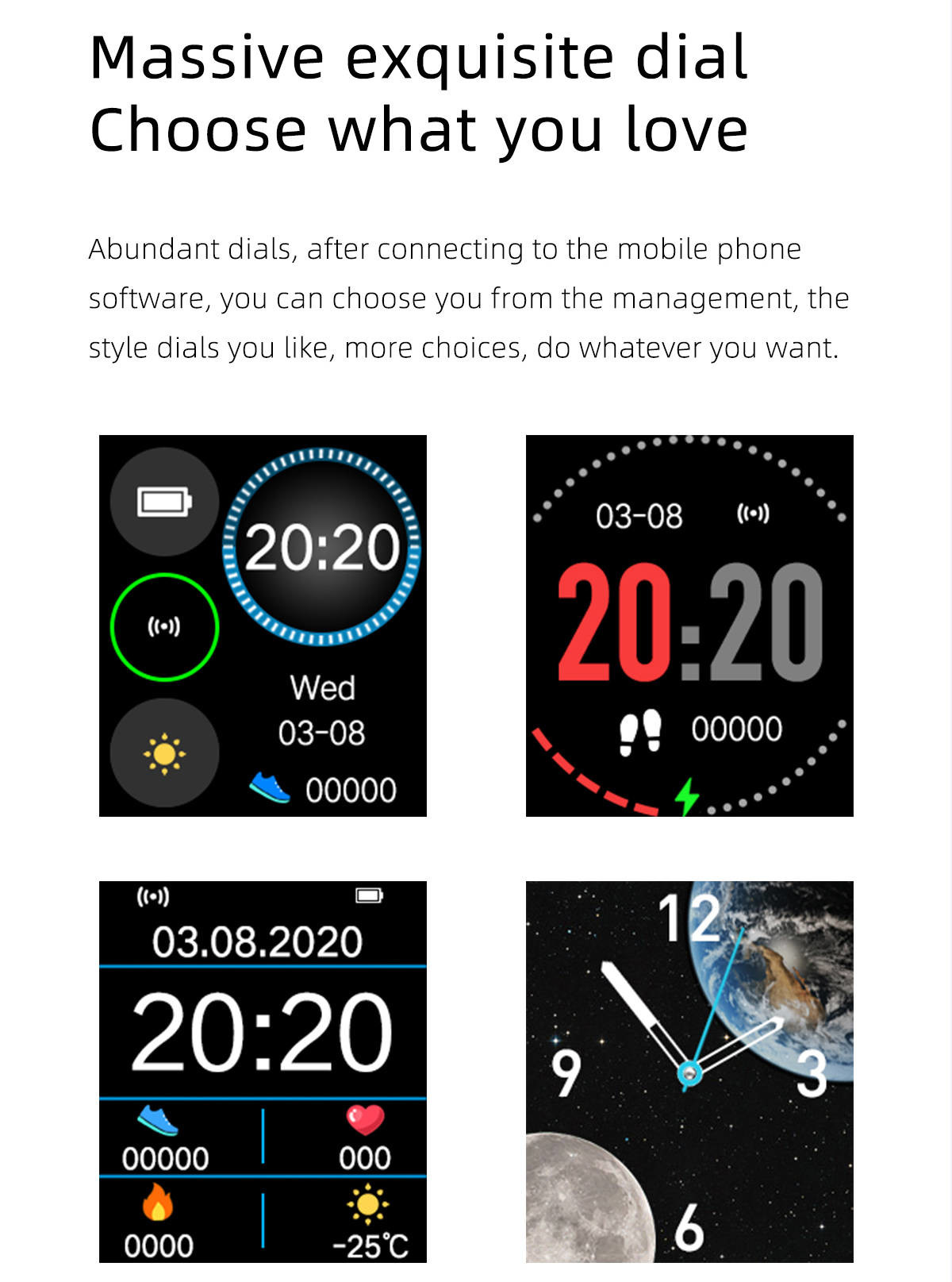 IPS Screen Bluetooth Fitness Watch Camera Control Heath Monitor GR5515
