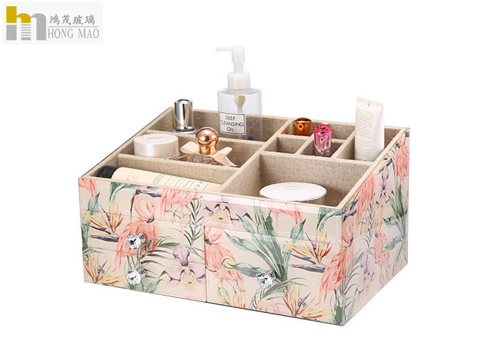 Stackable Desktop Organizer Box Glass Makeup Organizer Elegant Design