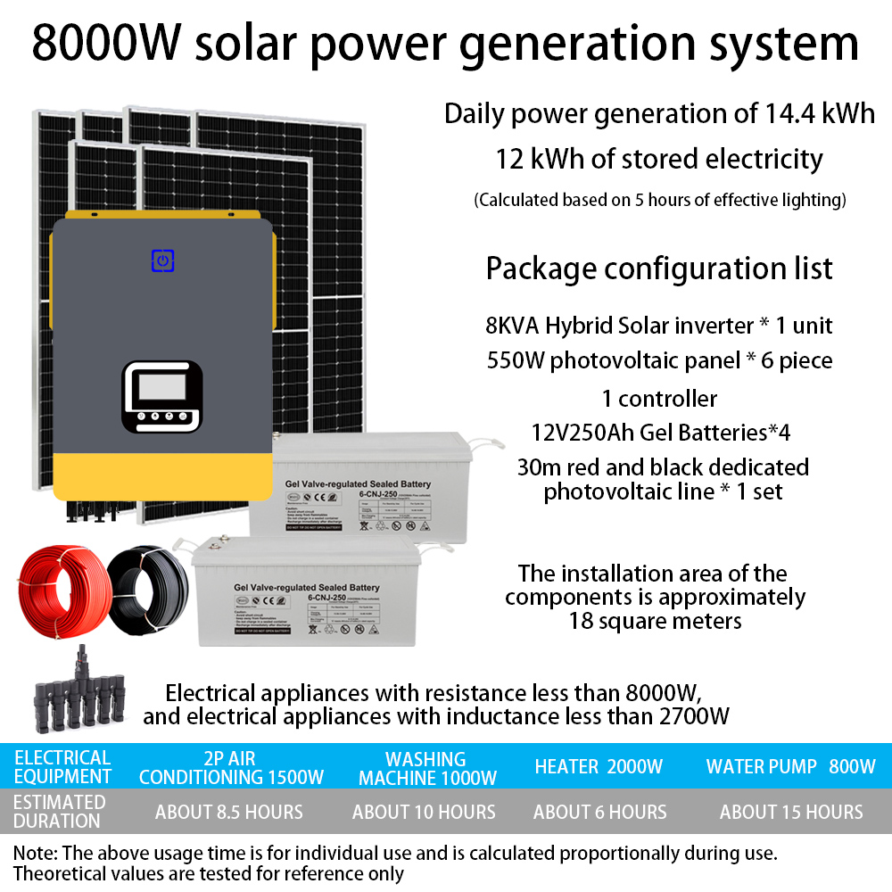 8000w Solar System Home Solar Power System With 100V/110V/120V/220V/230V/240V Output