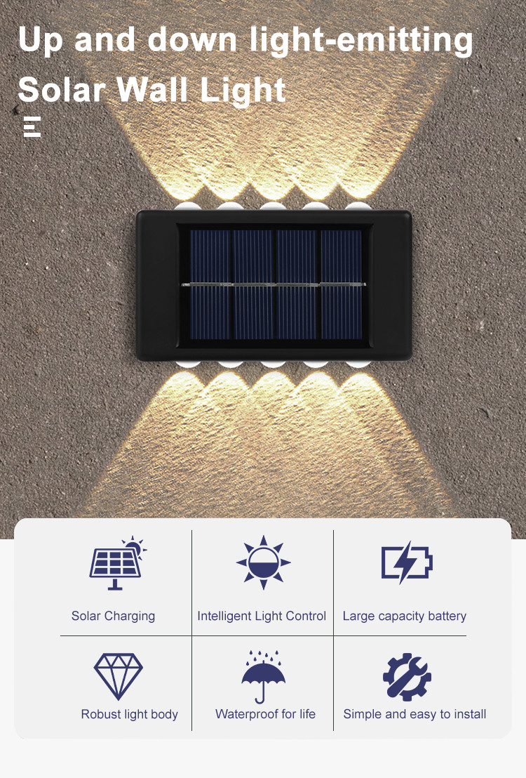 Glowing Waterproof Atmosphere Wall Light 600mah Solar LED Outdoor Decorative Garden