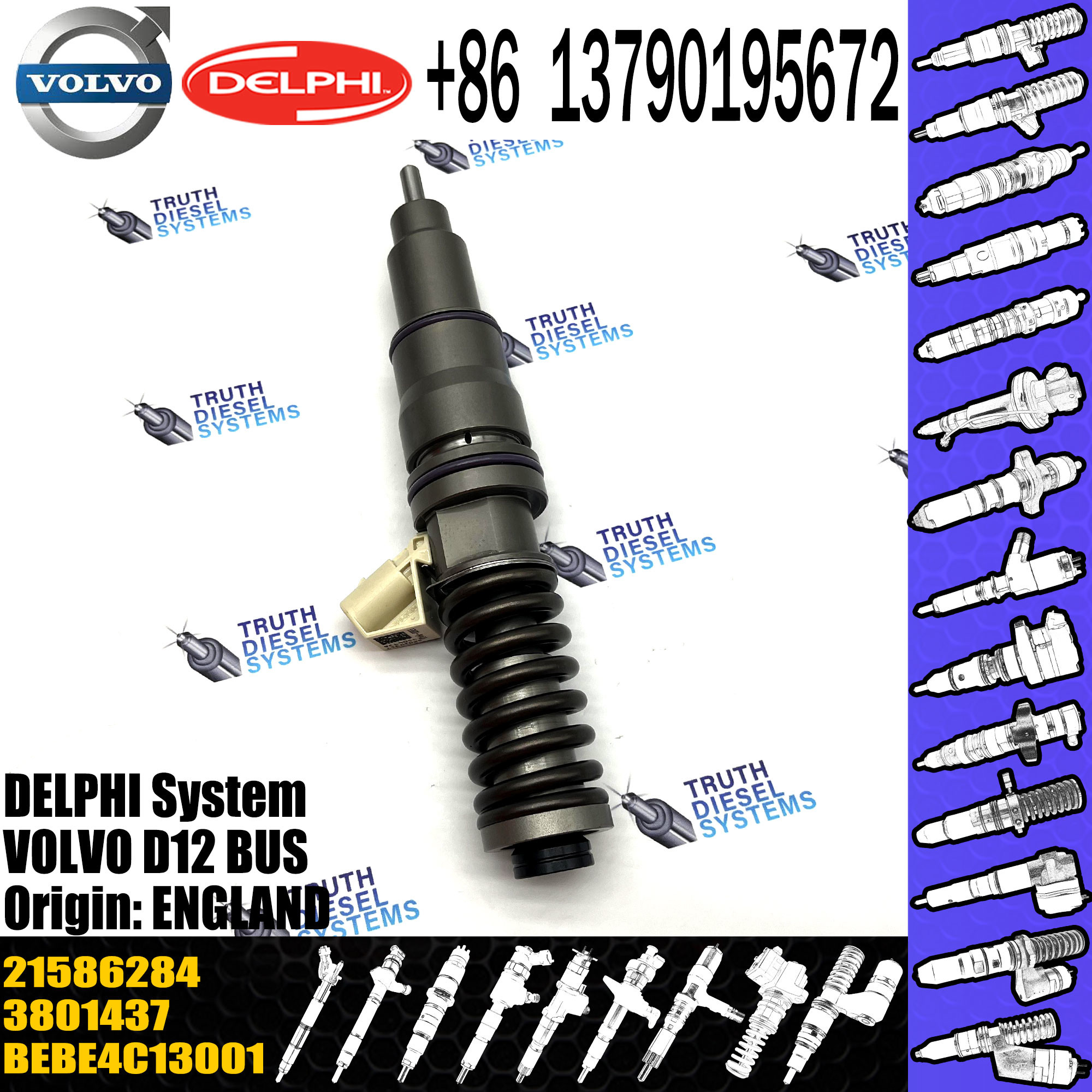 Diesel Injector 20440388 3803654, 3801437, 21586284, HRE113, 85000071 fit for Vlovo EC330BLC EC360 EC460 Excavator