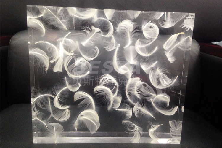 White Feather Effect Decorative Plexiglass Window Panels 15-60mm OEM
