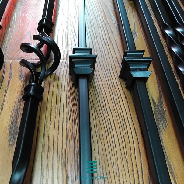 Black Square Metal Railing Posts Iron Made For Stairs / Terrace / Balustrades