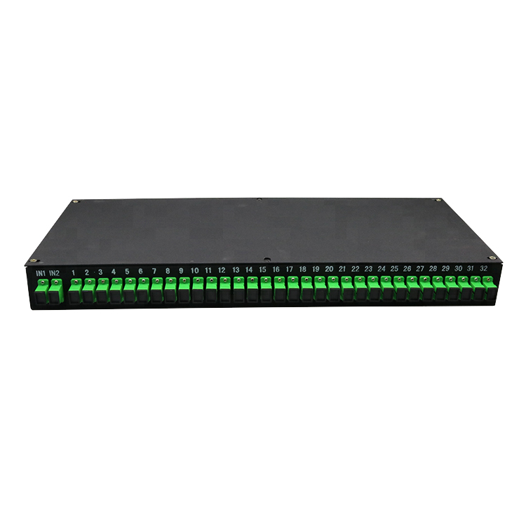 2x32 1U PLC Optical Signal Splitter Apc Splitter With SC Adapters 19 Inch