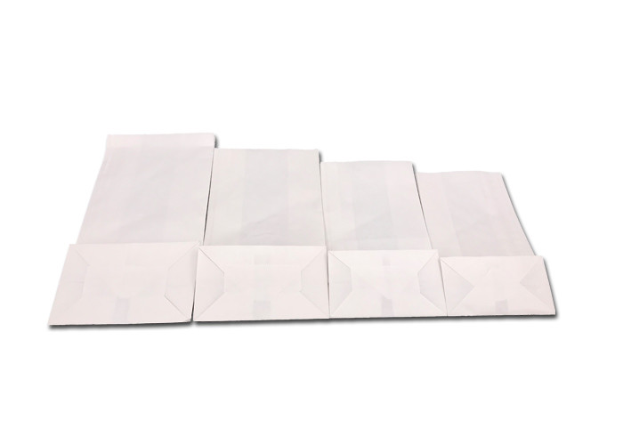 White Biodegradable Kraft Bread Packaging Paper Bags Press Varnishing