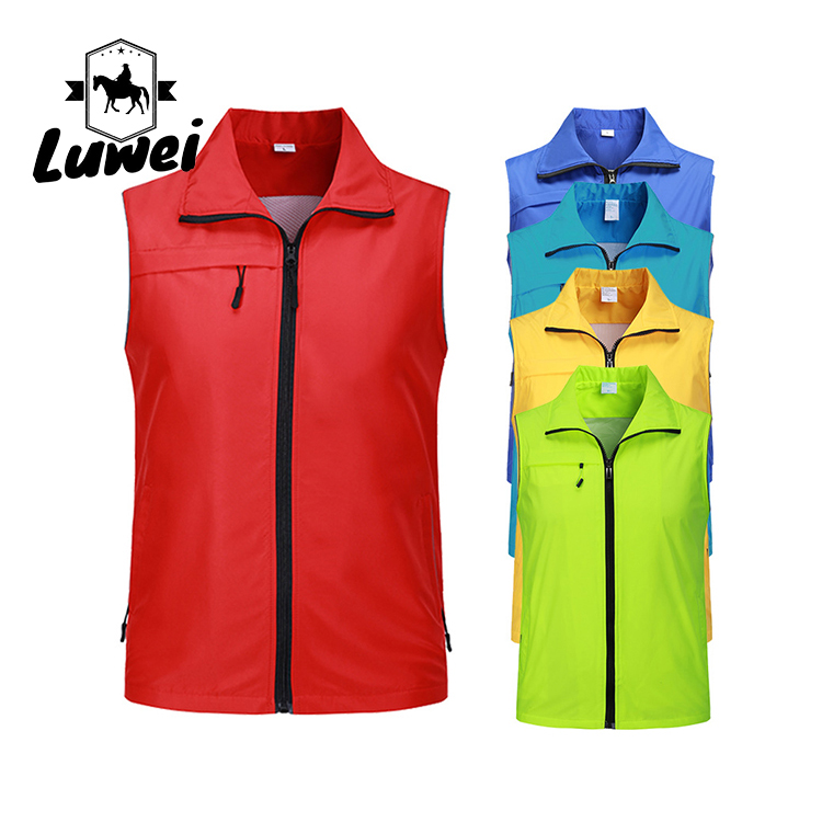 New Male Casual Summer Big Size Reflective Slim Fit Lapel Utility Zipper Thin Workwear Waistcoats Oversized Vests for Men
