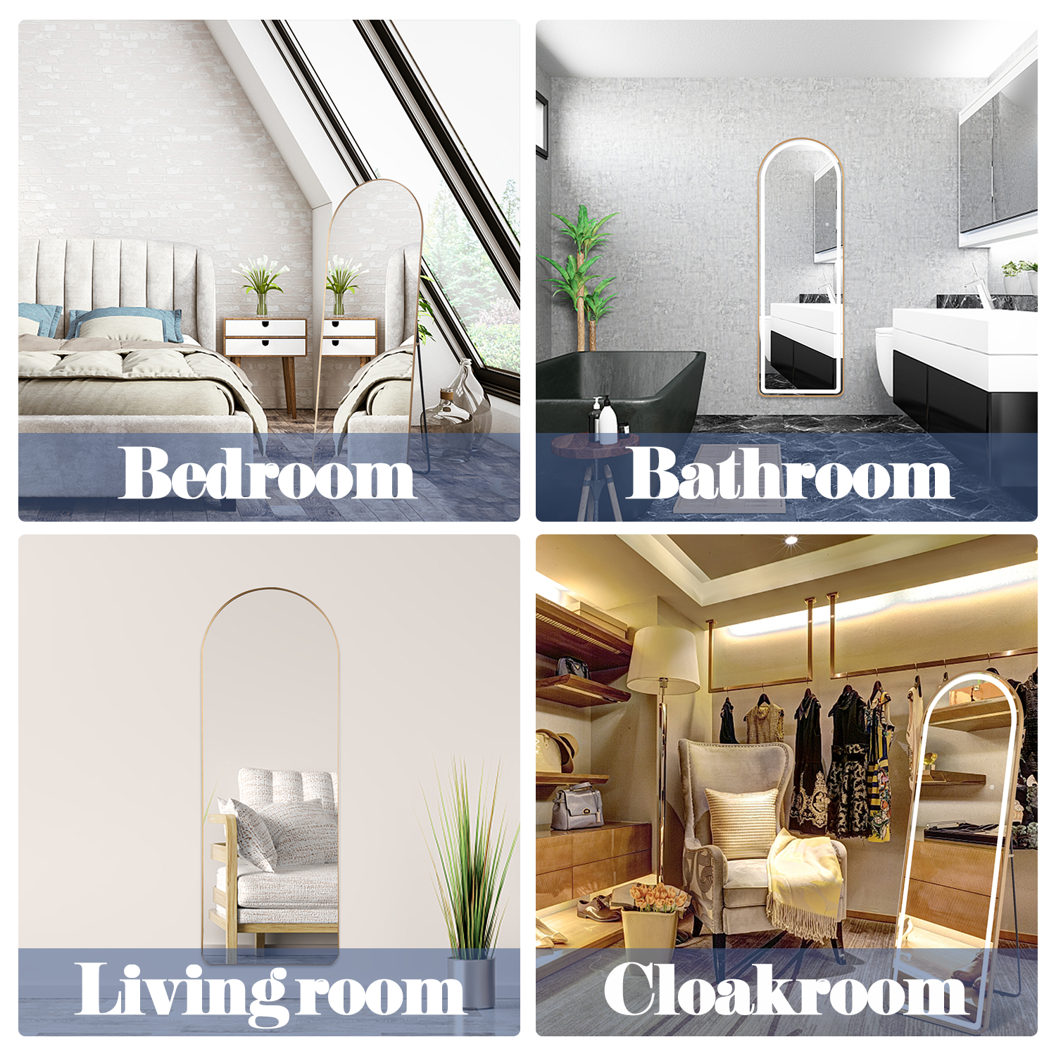 Modern Aluminum Full Length Dressing Mirror For Bedroom Decorations