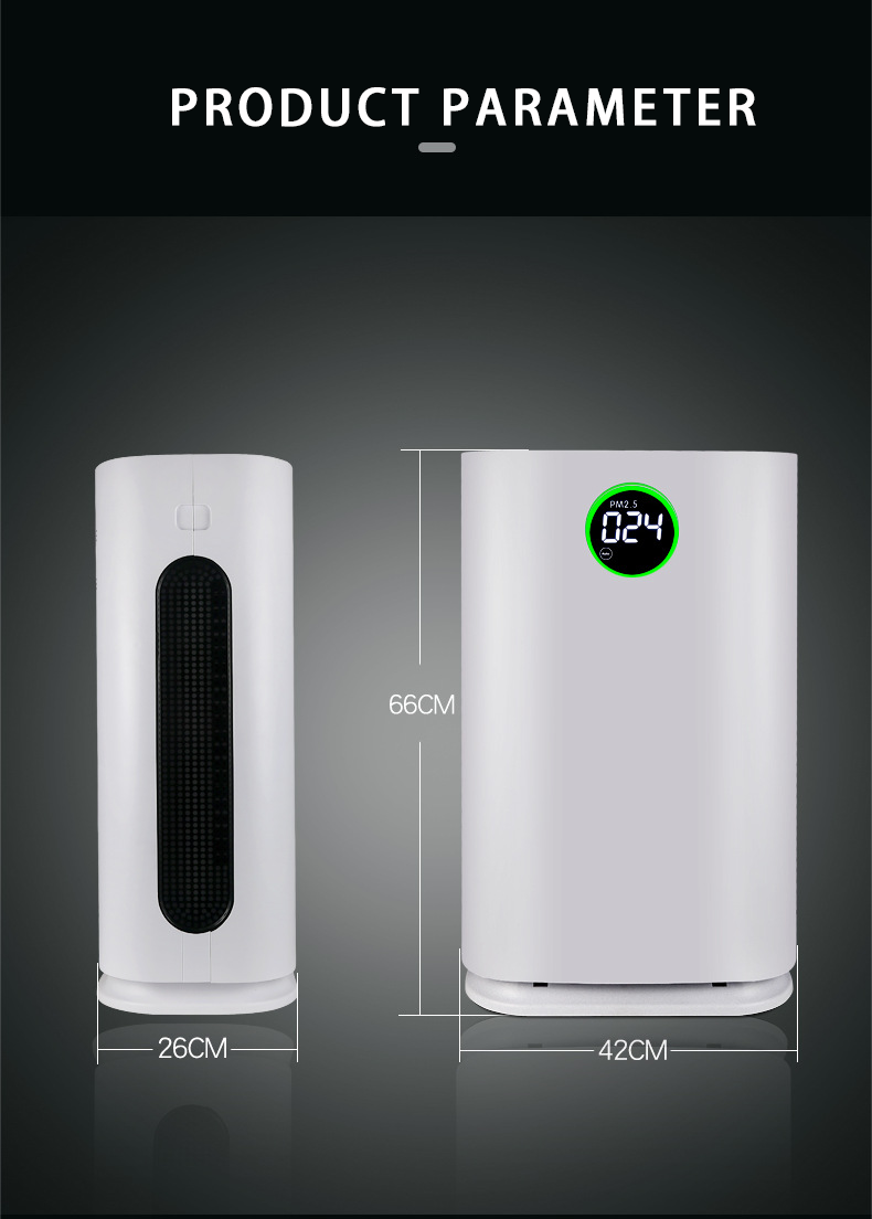HOMEFISH 480M3/H Household Air Purifier UV Sterilization Coverage Area 50-100m2