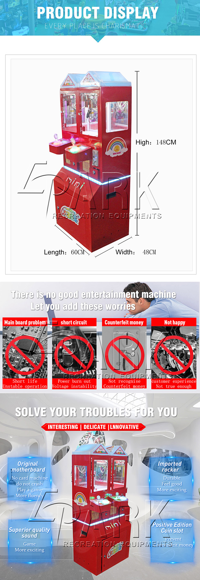 Mini Double Small Toy Gift Vending Crane Game Machine 12 Month Warranty