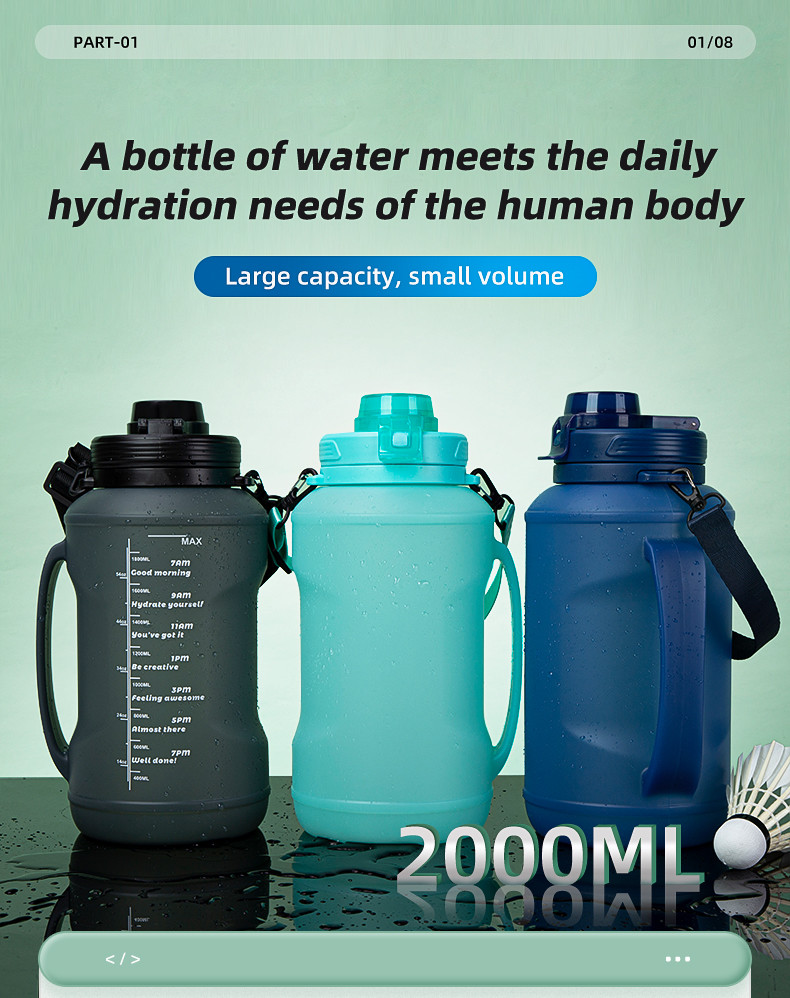 BPA Free 2000ml Sport Gym Travel Silicone Folding Cup Customizable Colors