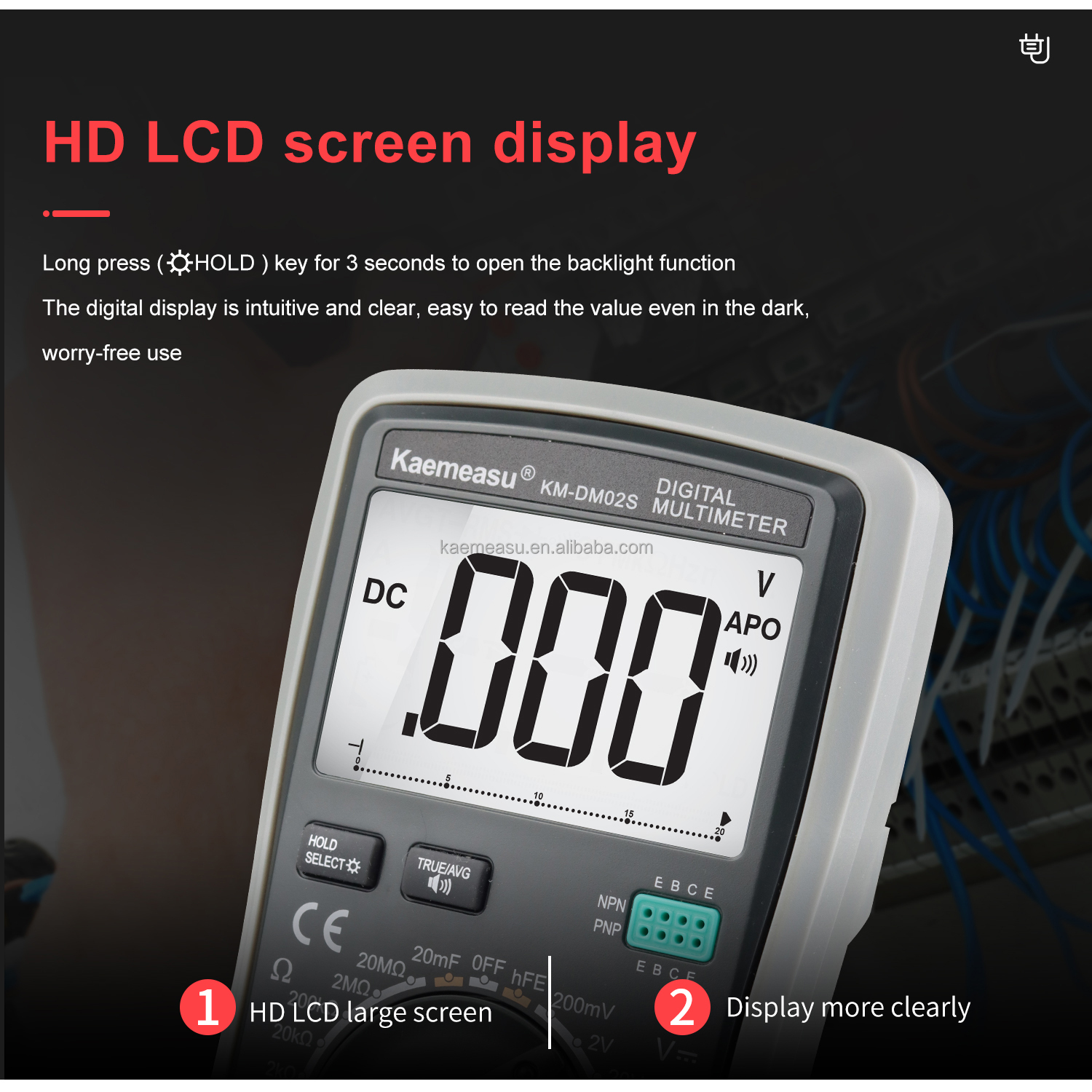 Professional Smart Digital Multimeter Tester Power Supply 9V 6F22 battery*1 02S Bench 1000V Auto Range Grey