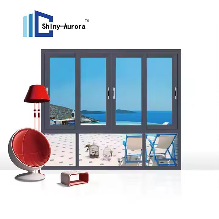 Double-Layer Tempered Glass Window Safety and Energy Saving Aluminum Sliding Window