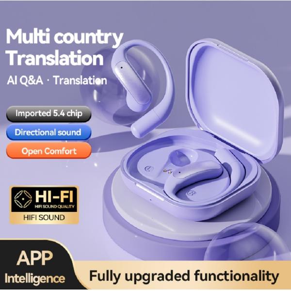 ETEK AI Translation OWS Earphone With Bluetooth 5.4 40mAh Earphone Battery 500mAh Charging Case (protected), F10 Composite Film