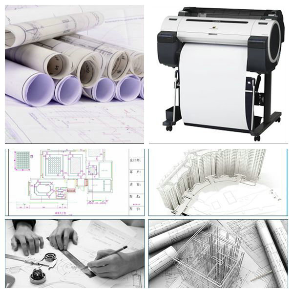 20lb 18'' 24'' 36'' Single - Sided Blueprint Paper For Wide Format Inkjet Printer 