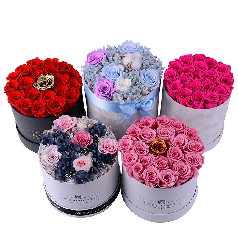 Manufacturer Supplier Real Preserved Rose In Gift Box Single Rose Box Flower