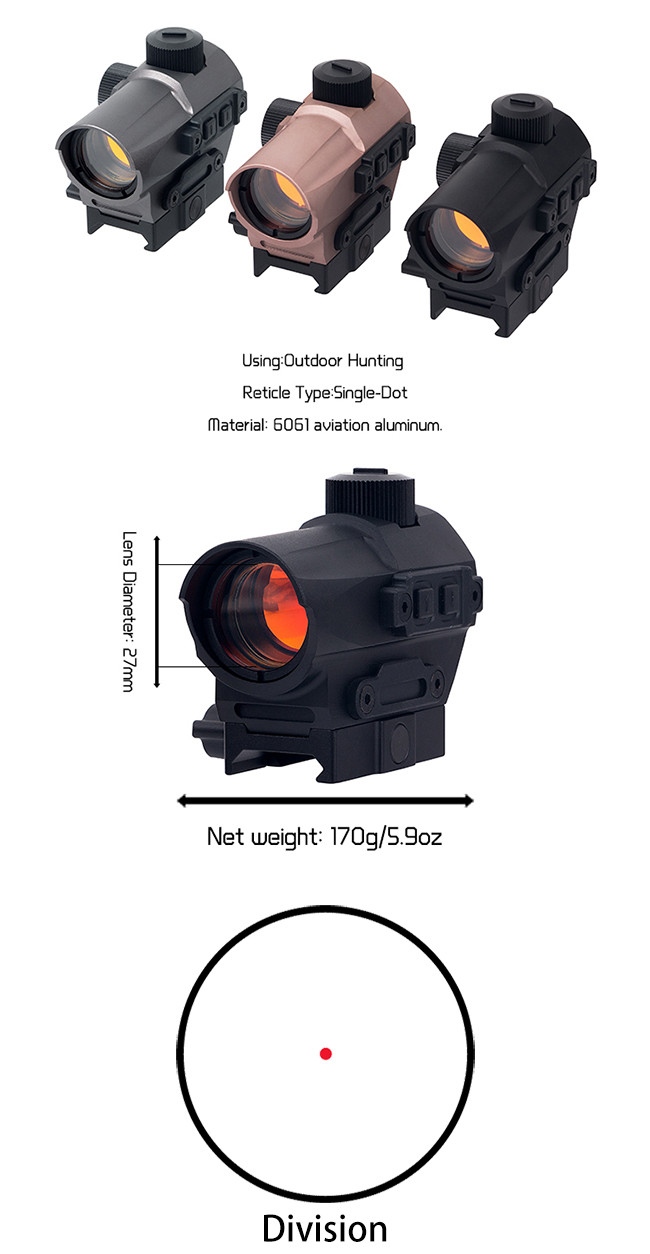 1x Magnification D10 Outdoor Red Dot Scope / Single Red Dot Hunting Scopes