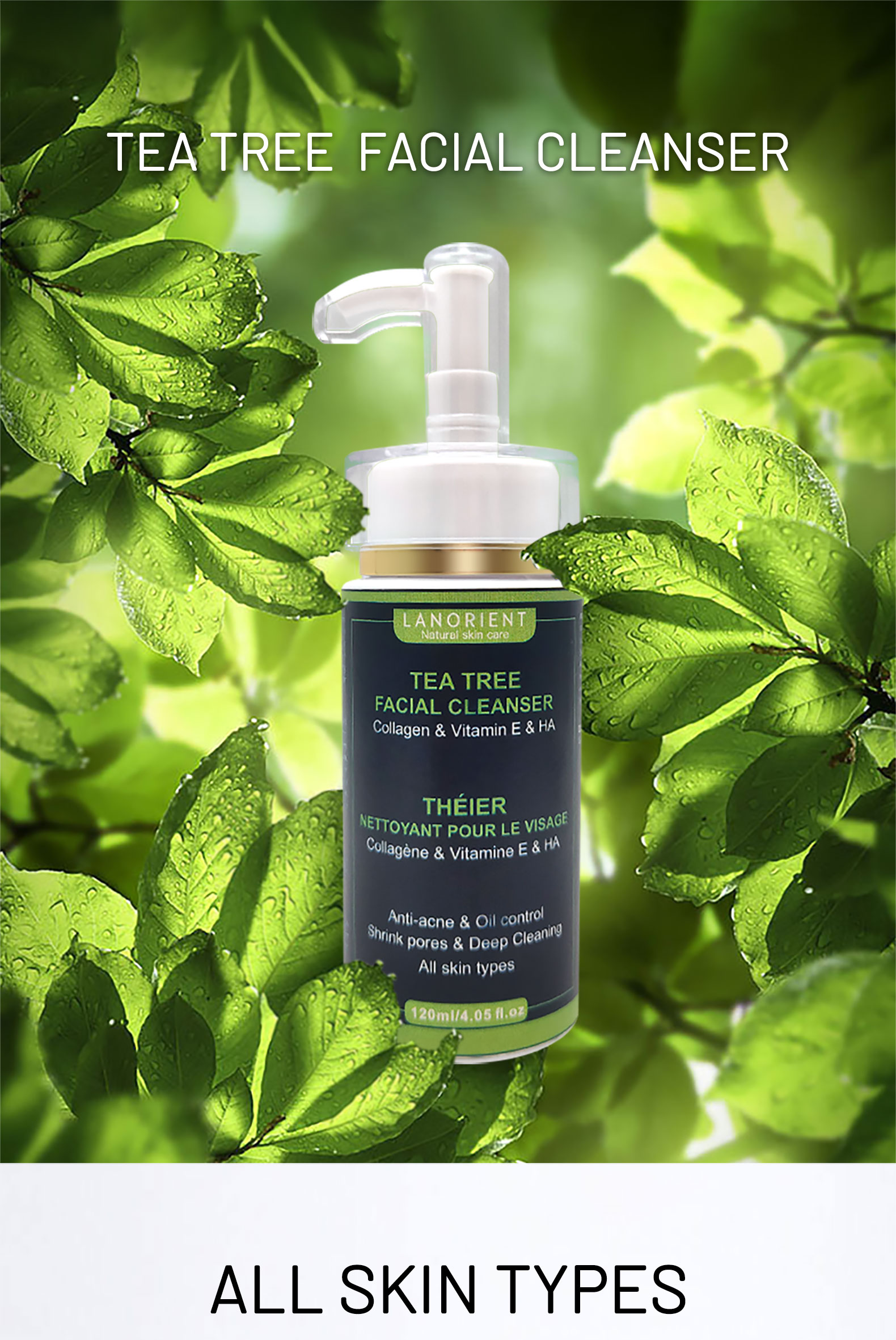 OEM Private Label Oil Free Facial Cleanser Anti Acne Organic Amino Acid Face Wash for All Skin