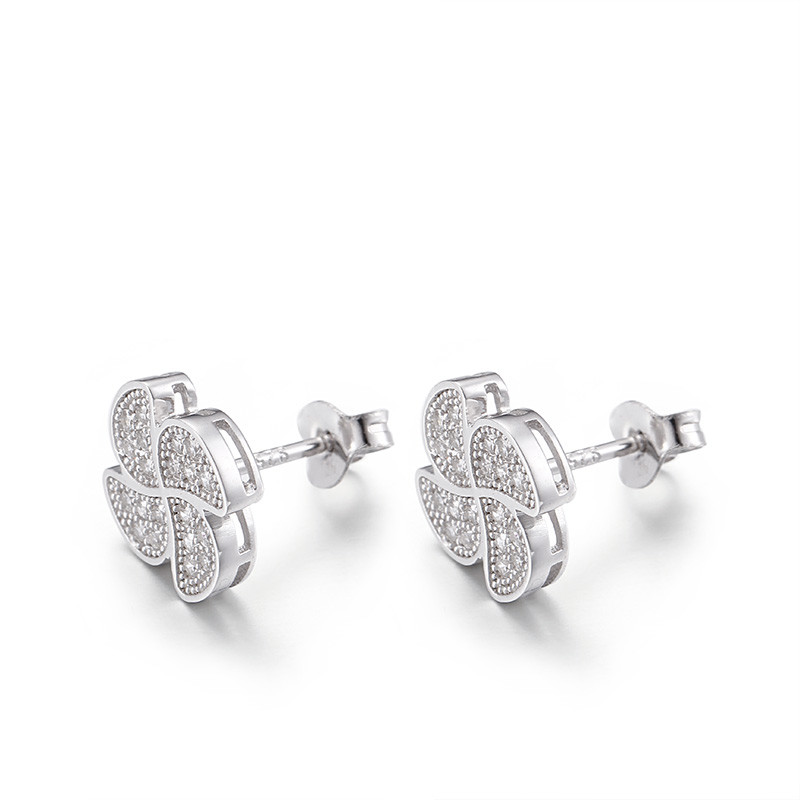 1.58g 925 Silver CZ Earrings Anti-Allergic Round Sparkle Stud Earrings