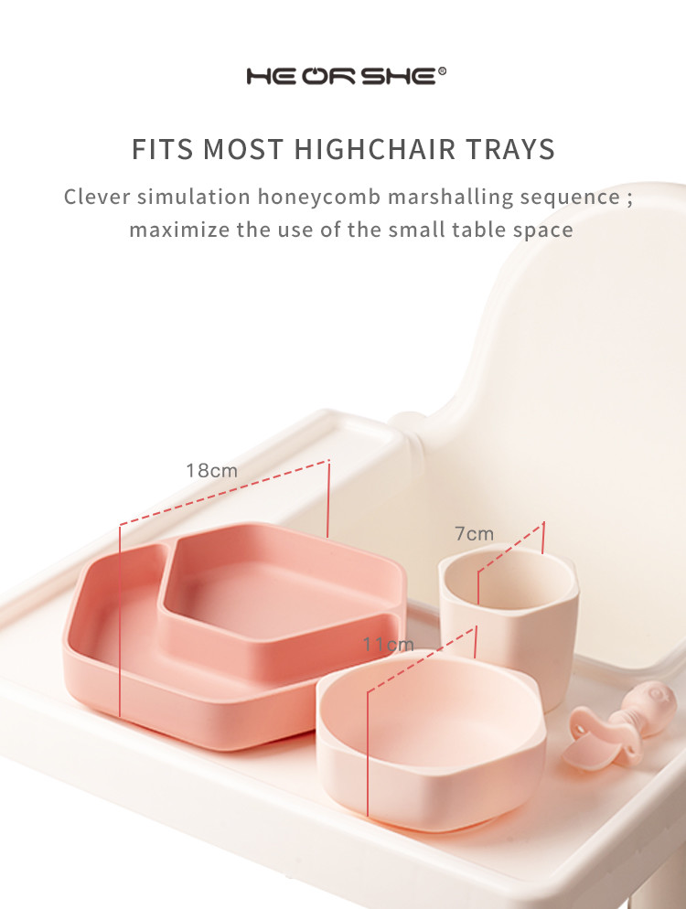 LFGB Certification Portable Tasteless Silicone Suction Baby Plate