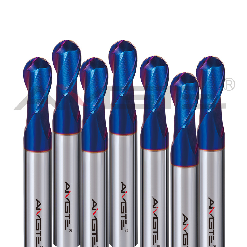 0.2μm Nano Blue Coat End Mill 2 Flutes Ball Nose End Mill HRC45 For Hardened Steel