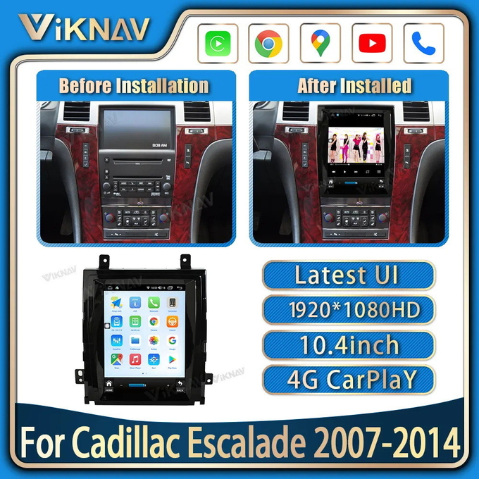 10.4 Inch Head Unit For 2007-2014 Cadillac Escalade Navigation GPS Multimedia DVD Player Android Wireless Carplay 4G