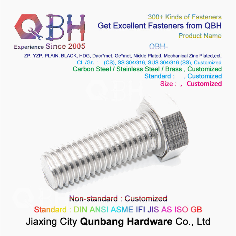304 M2-M20 Steel Hex Bolt Plain Surface Treatment