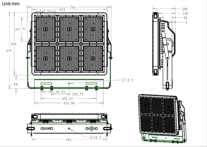 1440W led flood lights with beam angles 10°/ 25°/45°/60°/90°,1500watt floodlights,1500watt high mast staium tower IP67