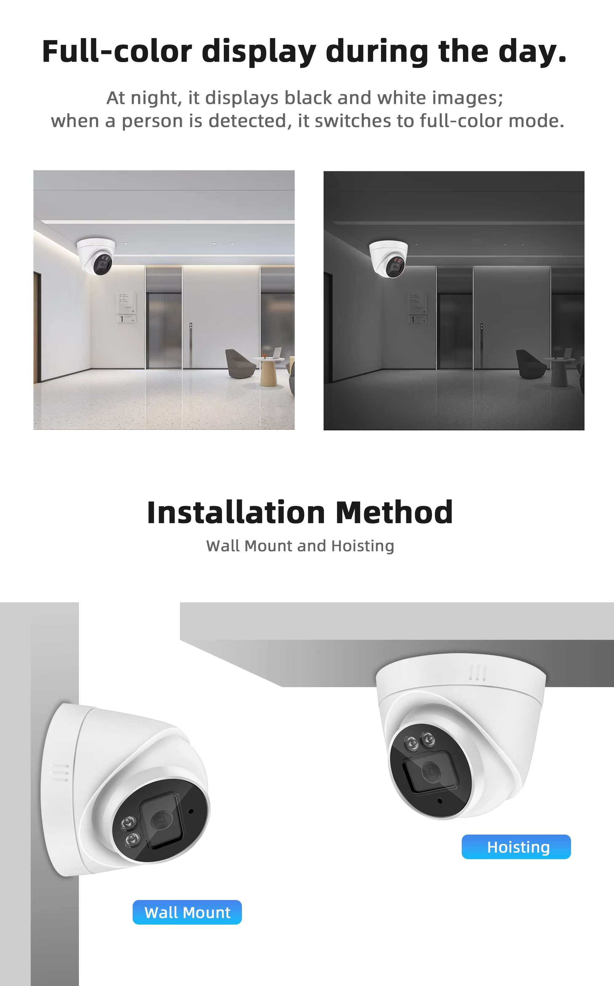 Double Light Camera Night Infrared Full Color CCTV IP Security Smart Camera Compatible Hik 4MP POE IP Camera