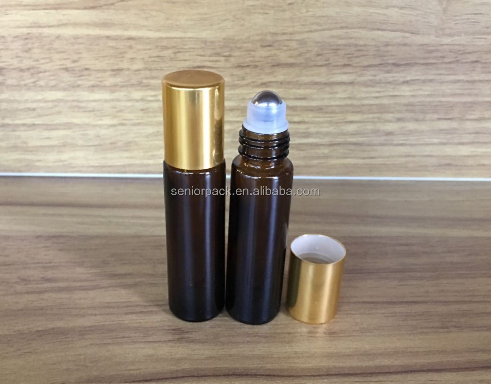 5ml 10ml 15ml Essential Oil Perfume Round Glass Amber Frosted Roll on Bottle with Roller Customized Colors and Free Sample