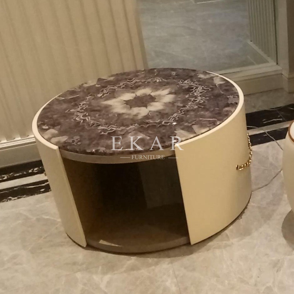 Marble Top Modern Luxury Living Room Furniture Round Coffee Table W005H2