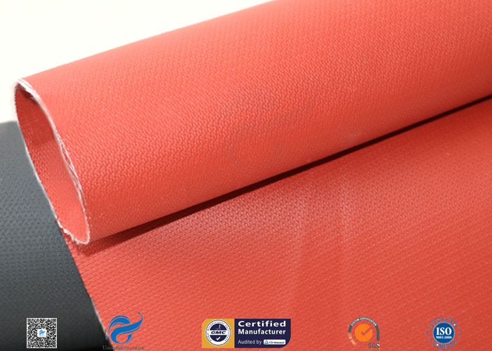 510gsm 0.5mm Red Silicone Coated Fiberglass Fabric Oil Resistant Material