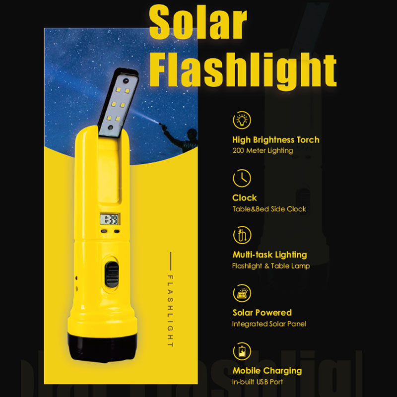 Toys Solar Safety Hammer Light Multifunction Solar Flashlight Torch with Power Bank