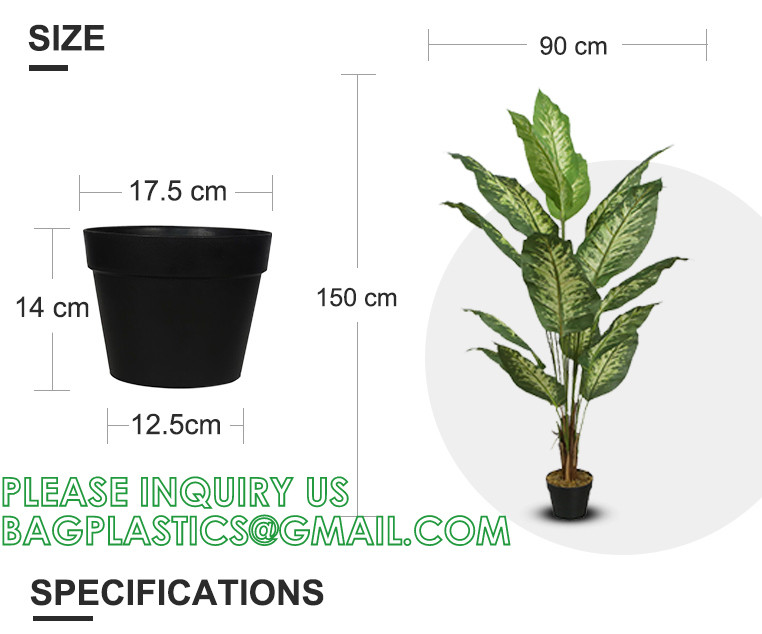 Artificial Green Dieffenbachia Plant 2 Pack - Faux Indoor Plant Spray - EverGreen Greenery For Home Or Office Decor