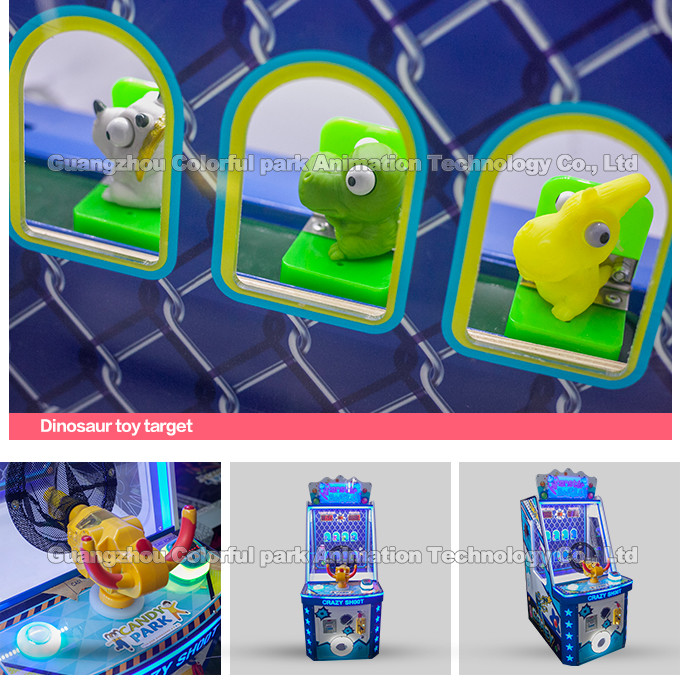 Shooting Ball Ticket Redemption Machine , Coin Operated Dino Arcade Game